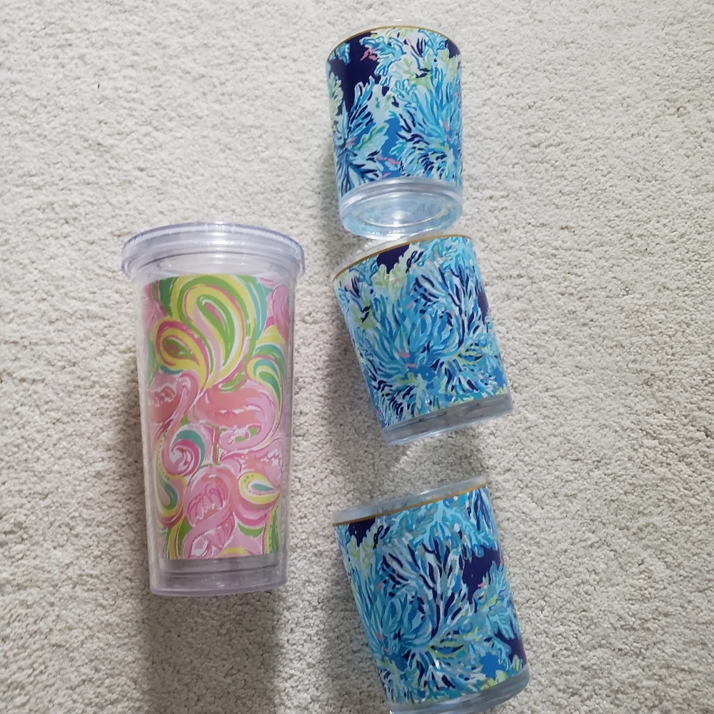 Lilly Pulitzer Set of Acrylic Tumbler and Drinking Cups